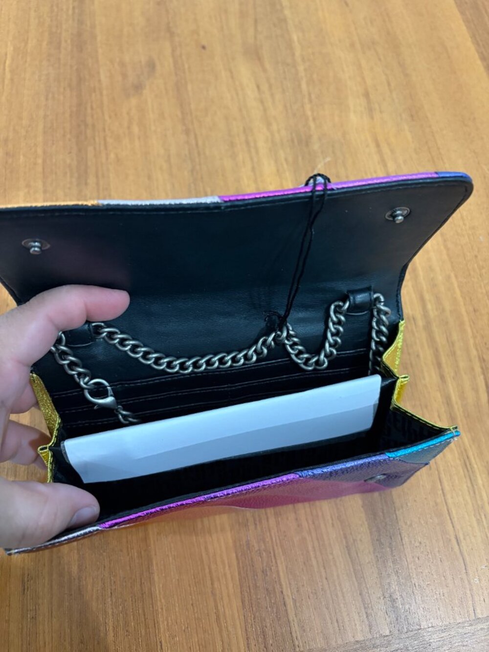 Kurt Geiger London Kensington Metallic Rainbow Crossbody Wallet ( has damage ) - Picture 5 of 7